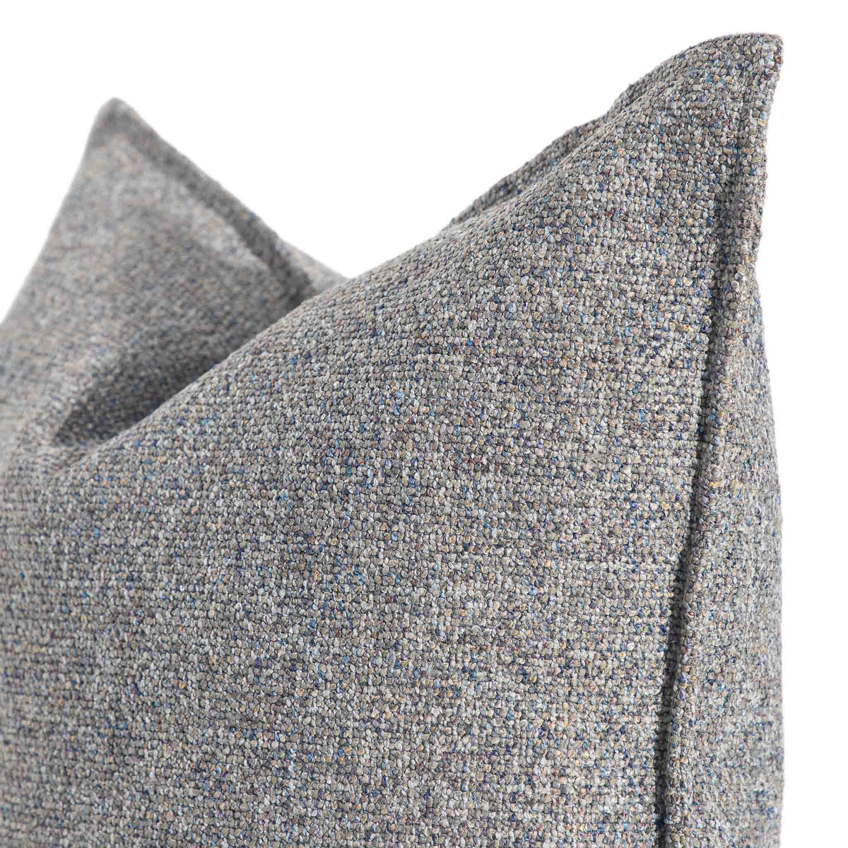 Leather Gallery Aardé Cushion in Storm Slate, featuring a textured woven finish in soft grey, charcoal and neutral tones.