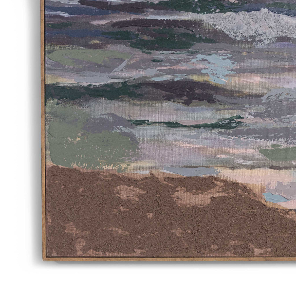 Leather Gallery Ocean Reverie - Kia, featuring a pastel coastal seascape with layered paint texture and a Kia frame.