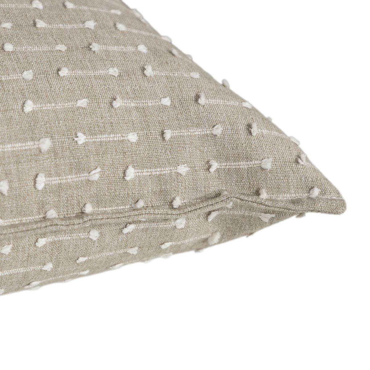 Leather Gallery Veyra Ivory Oat Cushion, featuring a warm oat woven finish with delicate ivory stitched detailing.