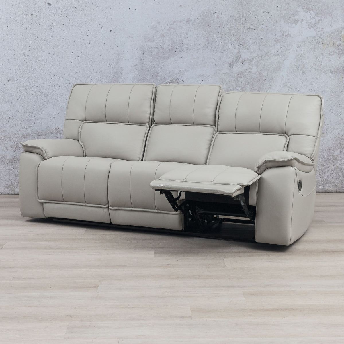 Bentley Leather 3-seater Recliner - beige, angle view | recliner couches, leather recliner, beige recliner, Beige-G