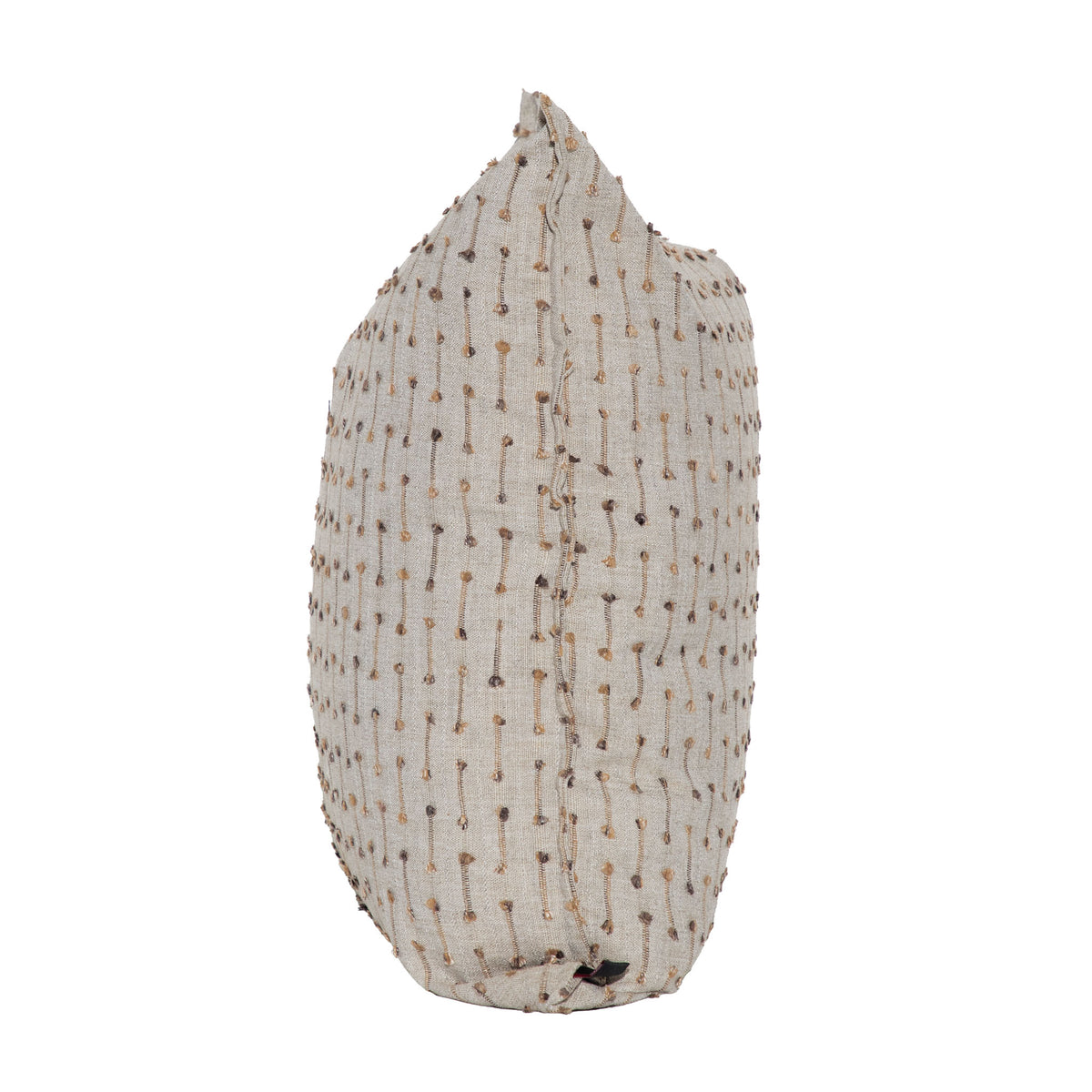 Leather Gallery Veyra Riverstone Cushion, featuring a soft neutral woven finish with delicate brown and golden stitched detailing.