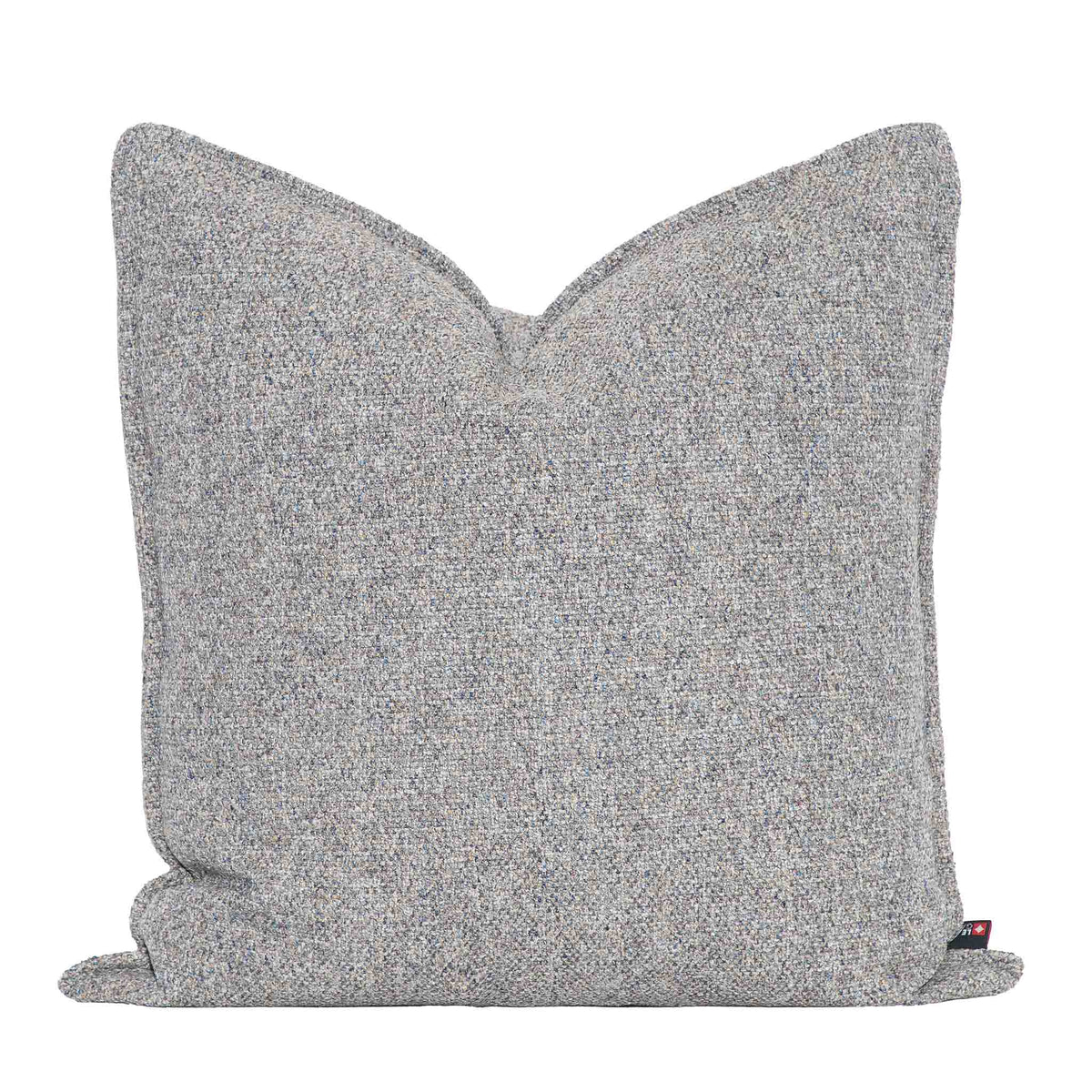 Leather Gallery Aardé Cushion in Storm Slate, featuring a textured woven finish in soft grey, charcoal and neutral tones.