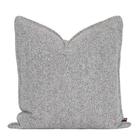 Leather Gallery Aardé Cushion in Storm Slate, featuring a textured woven finish in soft grey, charcoal and neutral tones.