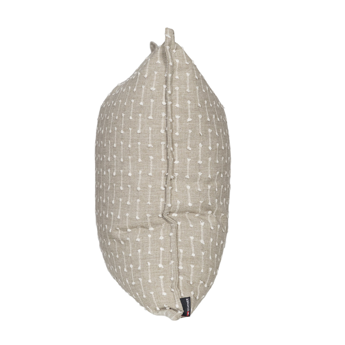 Leather Gallery Veyra Ivory Oat Cushion, featuring a warm oat woven finish with delicate ivory stitched detailing.