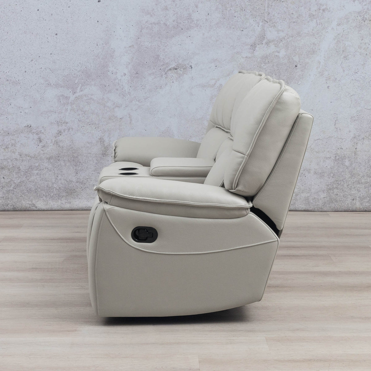 Front view of Bentley 2 seater Leather Home Theatre Recliner - beige | Leather Recliner, recliner couches, Beige-G