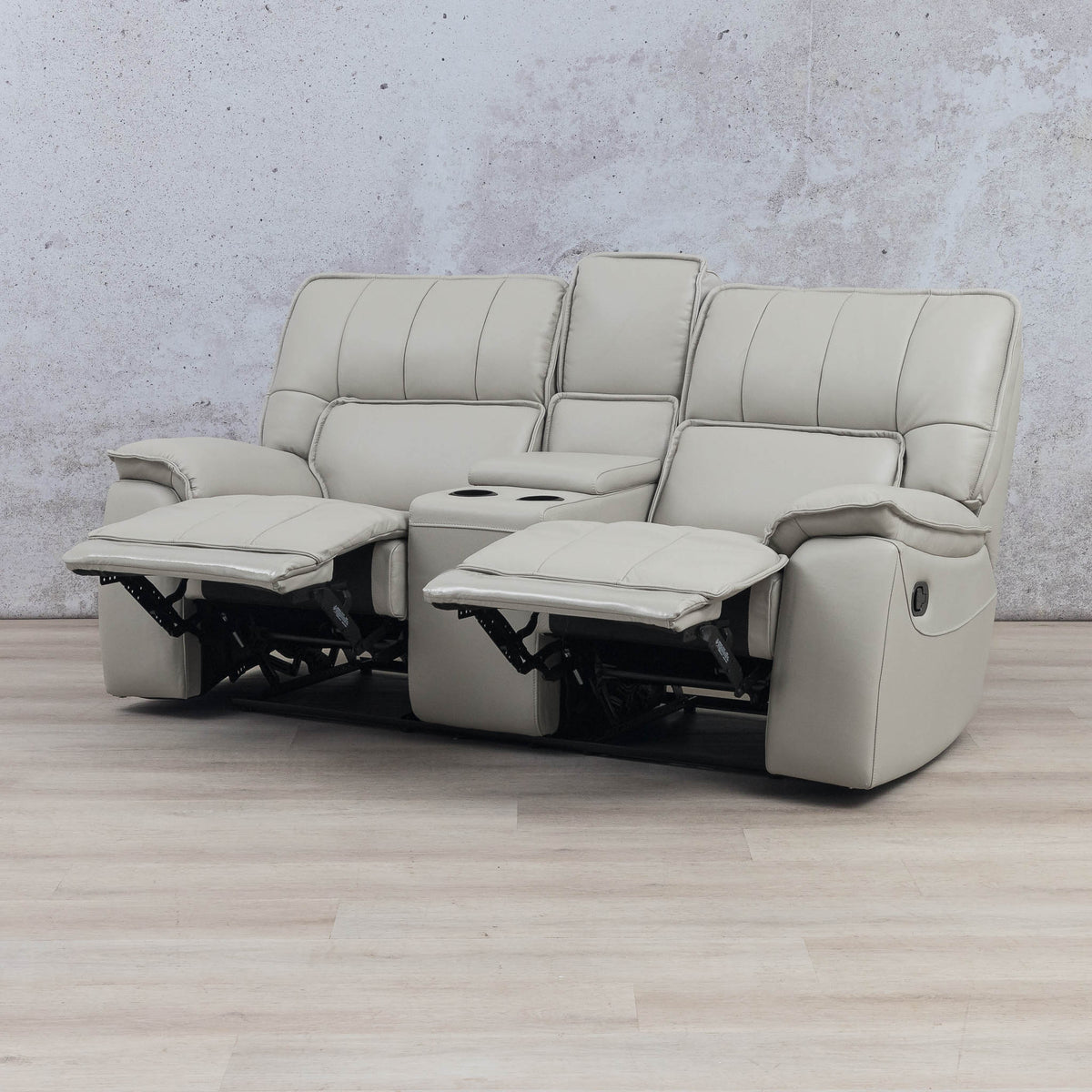 Bentley 2 seater Home Theatre Recliner, in a reclined position. | Leather Recliner, recliner couches for sale, 2 seater recliner sofa, Beige-G