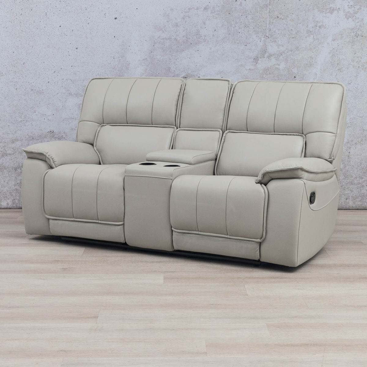 Angle view of Bentley 2-seater recliner couch in beige | home theatre recliners, recliner couches, recliner couches for sale, Beige-G