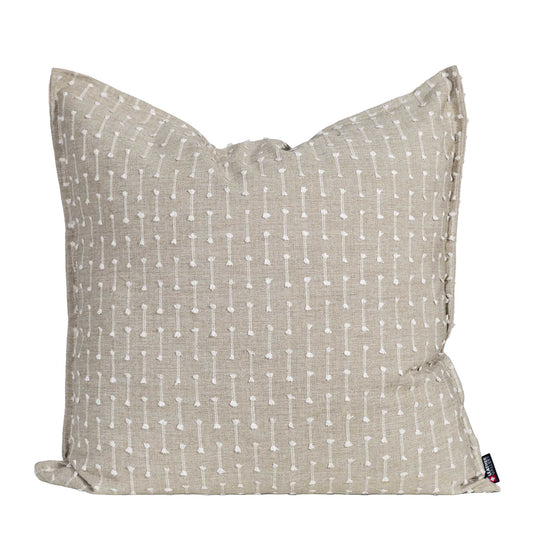Leather Gallery Veyra Ivory Oat Cushion, featuring a warm oat woven finish with delicate ivory stitched detailing.