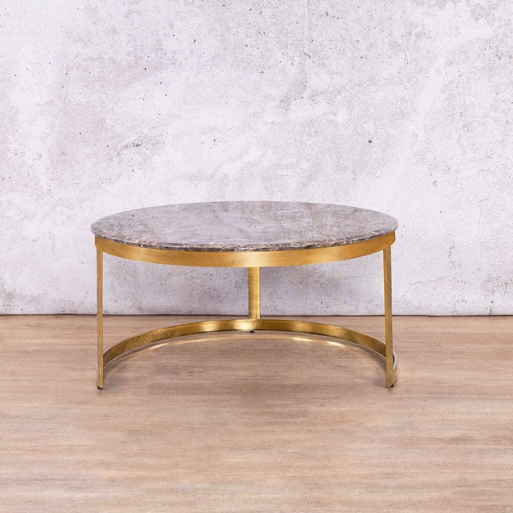 Waldorf Coffee Table Set - Brown Marble Look Top Coffee Table Leather Gallery 