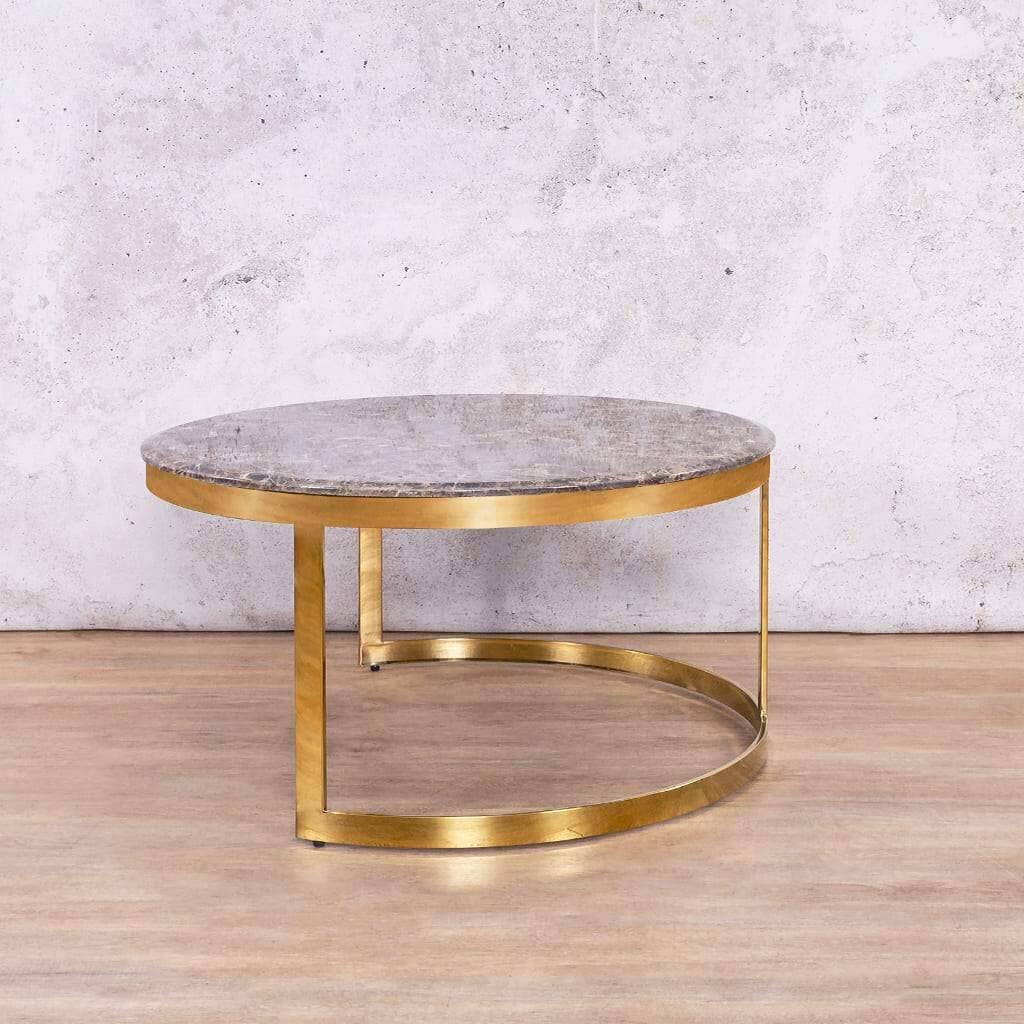 Waldorf Coffee Table Set - Brown Marble Look Top Coffee Table Leather Gallery 