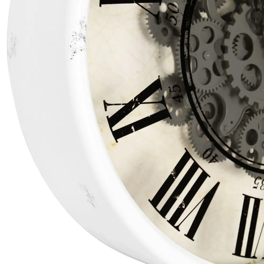 White Gear Wall Clock - Dia 50cm x 13.5 cm - Clock
