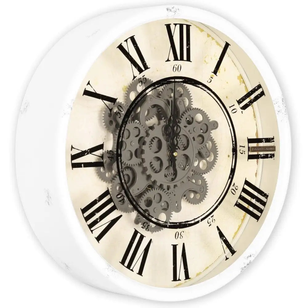 White Gear Wall Clock - Dia 50cm x 13.5 cm - Clock