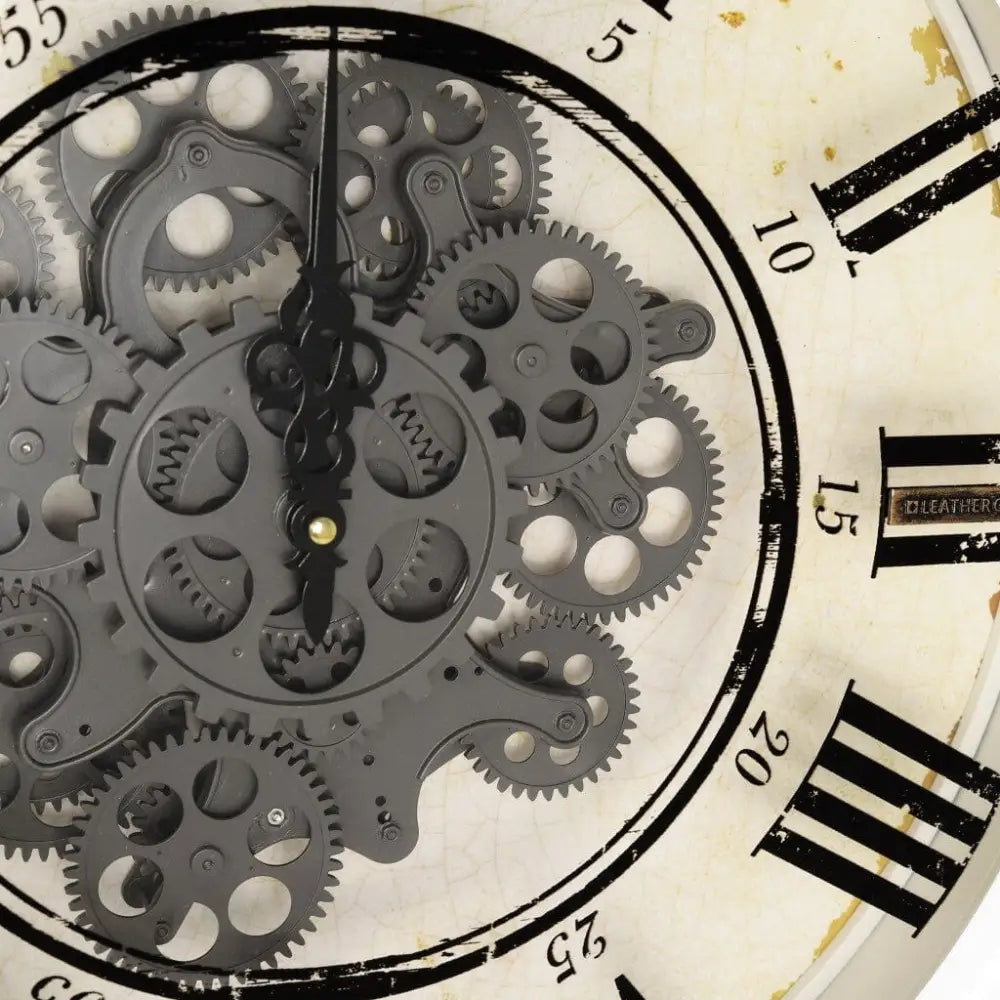 White Gear Wall Clock - Dia 50cm x 13.5 cm - Clock