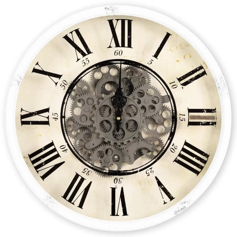 White Gear Wall Clock - Dia 50cm x 13.5 cm - Clock