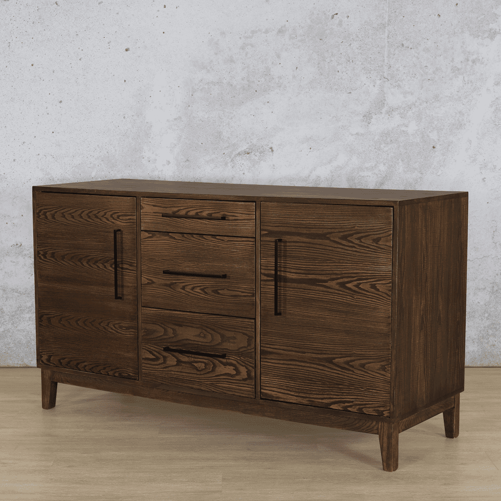 Willow 1.6m Wood Sideboard in Antique Dark Oak – Angled View – Stylish Dining Room Storage at Leather Gallery