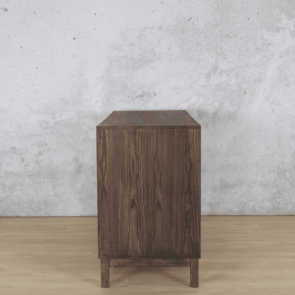 Willow Wood Sideboard in Antique Dark Oak – Side View – Elegant Storage Solution at Leather Gallery