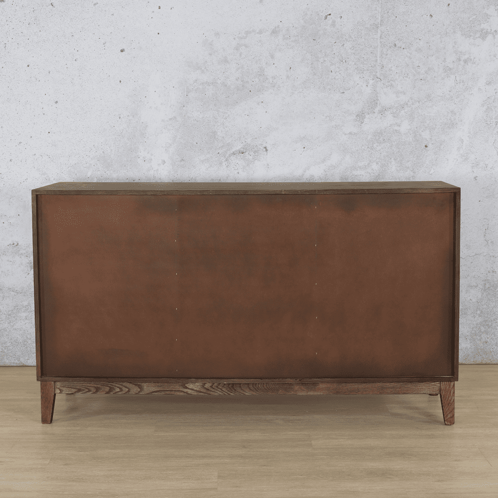 Willow Wood Sideboard in Antique Dark Oak – Back View – Features Tapered Legs – Stylish and Functional Storage at Leather Gallery