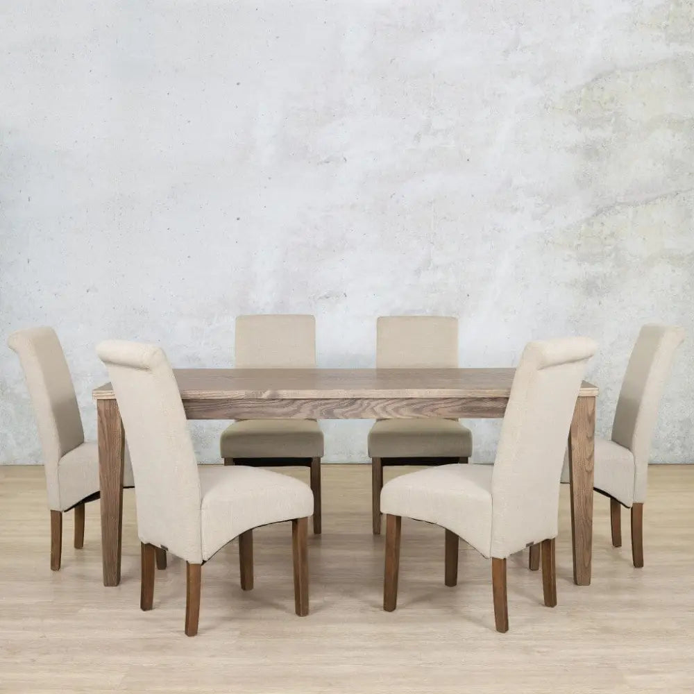 Willow & Windsor 6 Seater Dining Set - Dining Table Antique Dark Oak