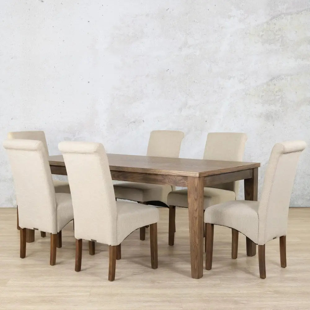 Willow & Windsor 6 Seater Dining Set - Dining Table Antique Dark Oak