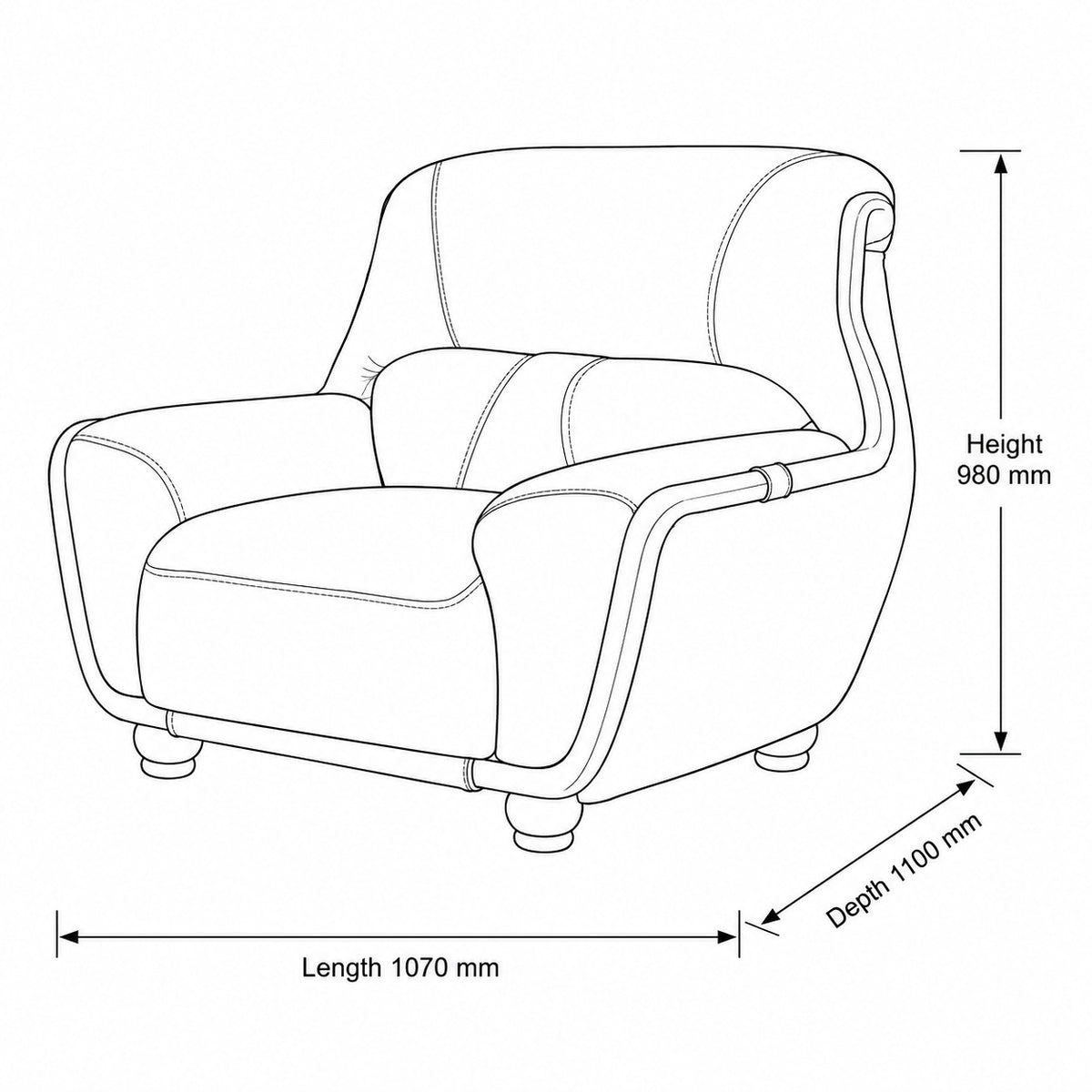 Zuri 1 Seater Leather Couch