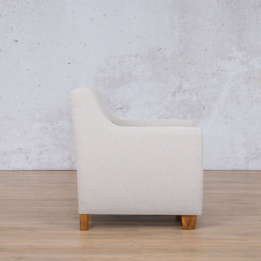 Side Profile View of the Piper White Occasional Chair | Fabric Armchair | Occasional Chairs For Sale at Leather Gallery | Occasional Chairs South Africa | Tub Chairs For Sale