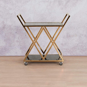 Abacus Bar Cart - Rose Gold Drinks Trolley Leather Gallery 79w x 42d x 76h Rose Gold 