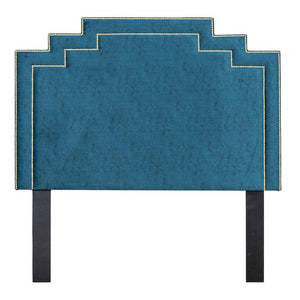 Twilight Blue Crown Fabric Headboard | Headboards For Sale | Bedroom Headboard | Queen Bedroom Set Leather Gallery | Headboards | Modern Headboards | Queen Headboard