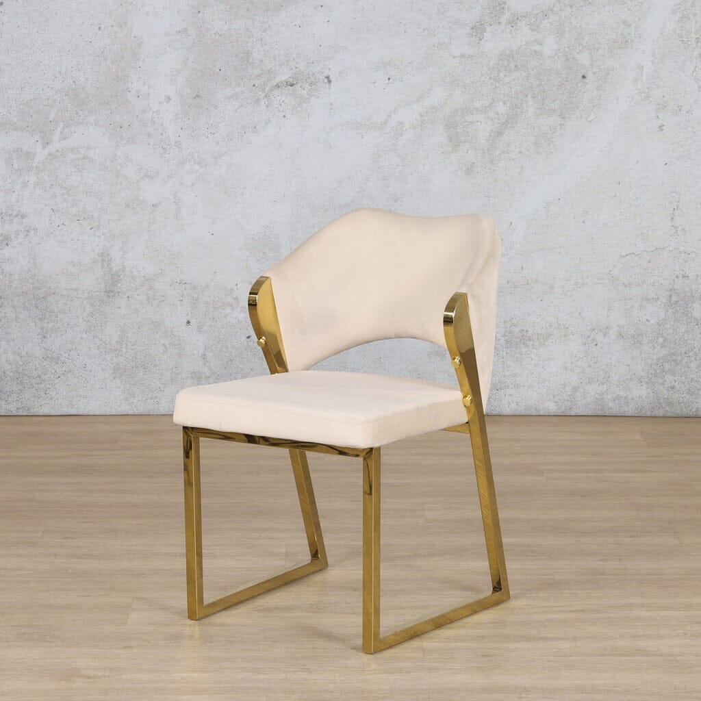 Cleopatra Dining Chair - Stainless Steel Gold Dining Chair Leather Gallery Stainless Steel Gold 