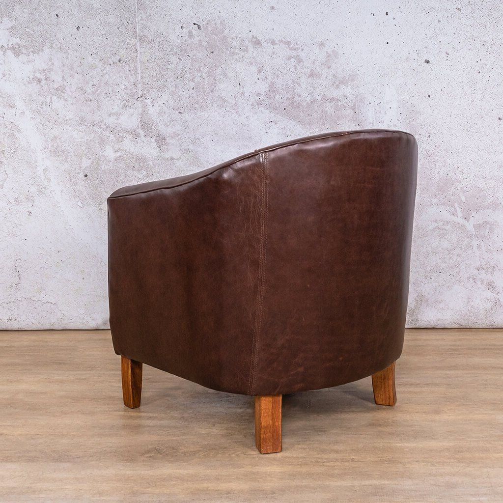 Backrest view of the Club Czar Chocolate Leather Tub Chair | Leather Armchair | Leather Gallery Occasional Chair Range