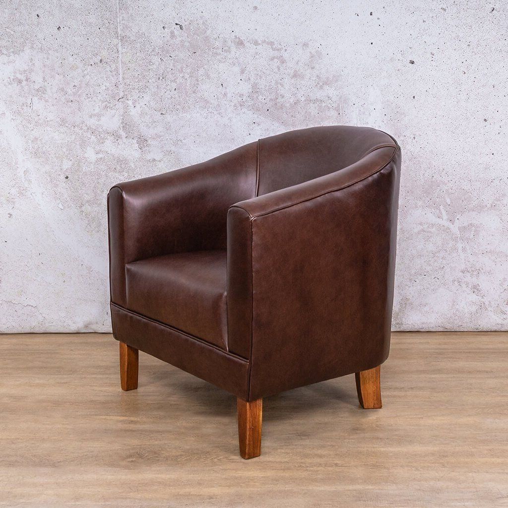 Club Czar Chocolate Leather Tub Chair | Leather Armchair | Leather Gallery Occasional Chair Range