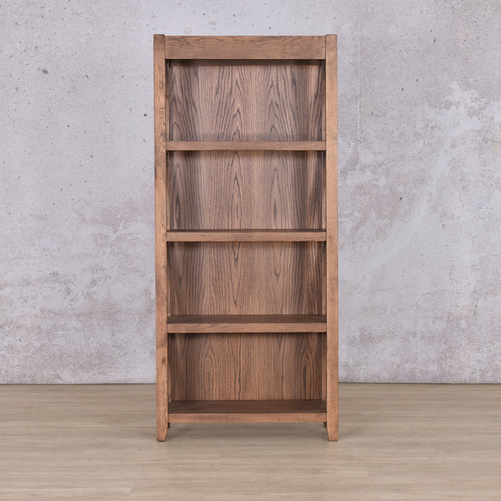 Fairview Bookcase - Antique Dark Oak Cabinet Leather Gallery 