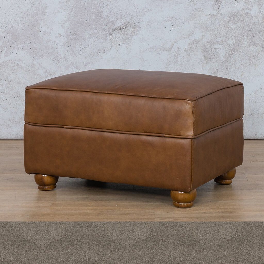 Salisbury Leather Ottoman Leather Gallery Flux Grey WAREHOUSE COLLECTION - PINETOWN OR NORTHRIDING Full Foam