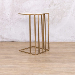 Gold Riley Pillar Side Table Side Table Leather Gallery 
