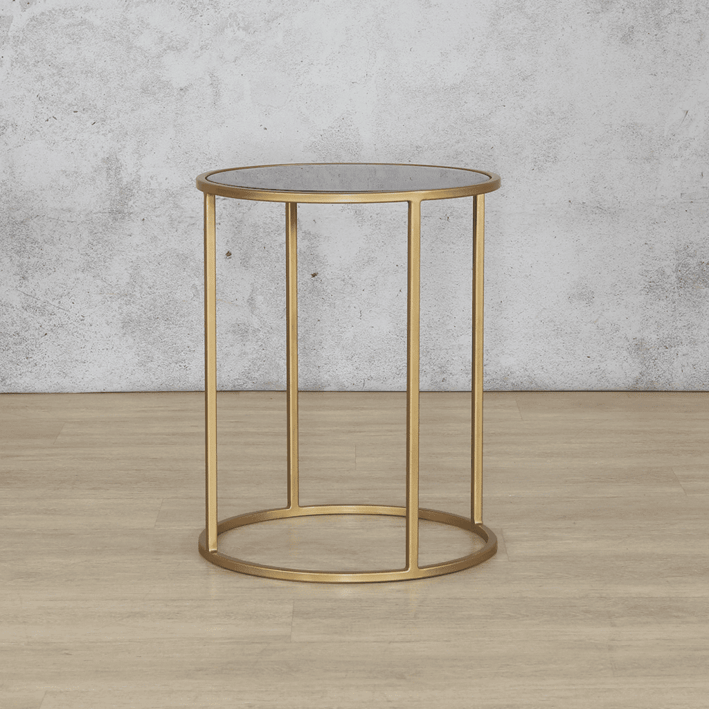 Jasper Side Table - Gold Base Blue Marble Top Look Side Table Leather Gallery 