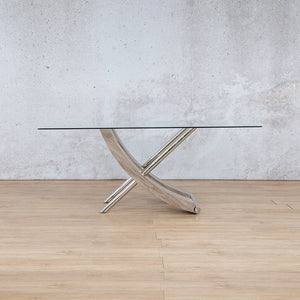Tropez Dining Table - Glass Bevelled / Grey Oak Base Dining Table Leather Gallery 