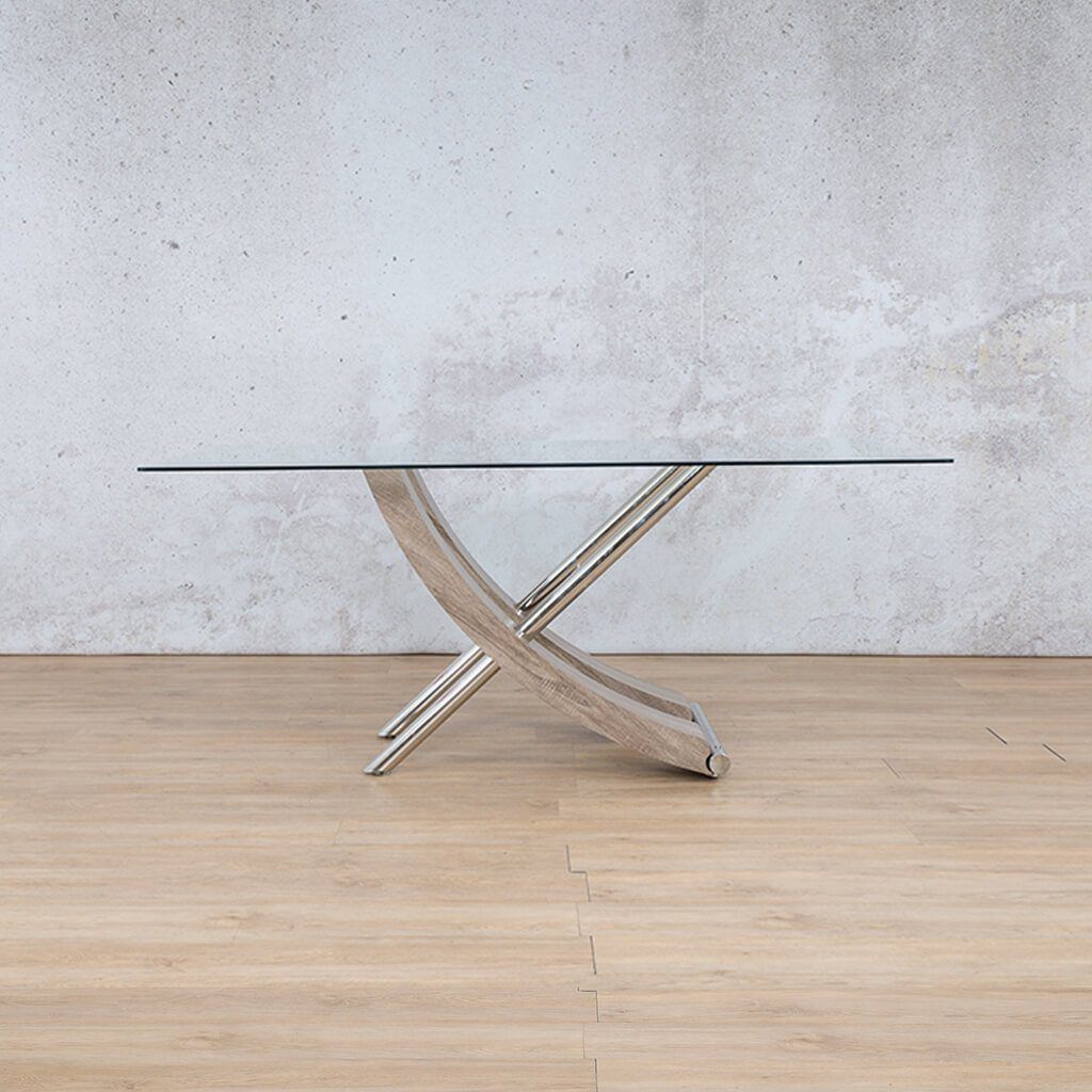 Tropez Dining Table - Glass Bevelled / Grey Oak Base Dining Table Leather Gallery 
