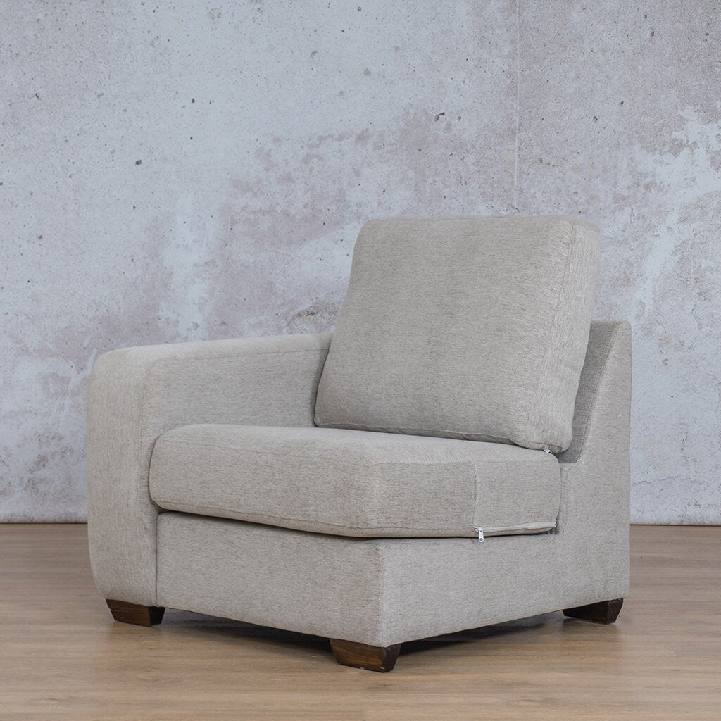 Stanford Fabric 1 Seater Right Arm Leather Gallery Pebble WAREHOUSE COLLECTION - PINETOWN OR NORTHRIDING Full Foam