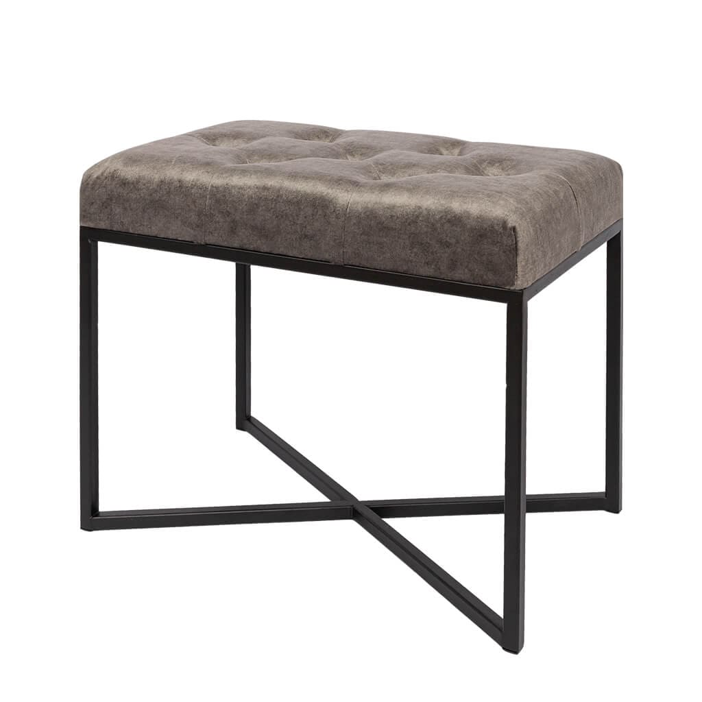 Legacy Charcoal Grey Black Base Single Ottoman Ottoman Leather Gallery 