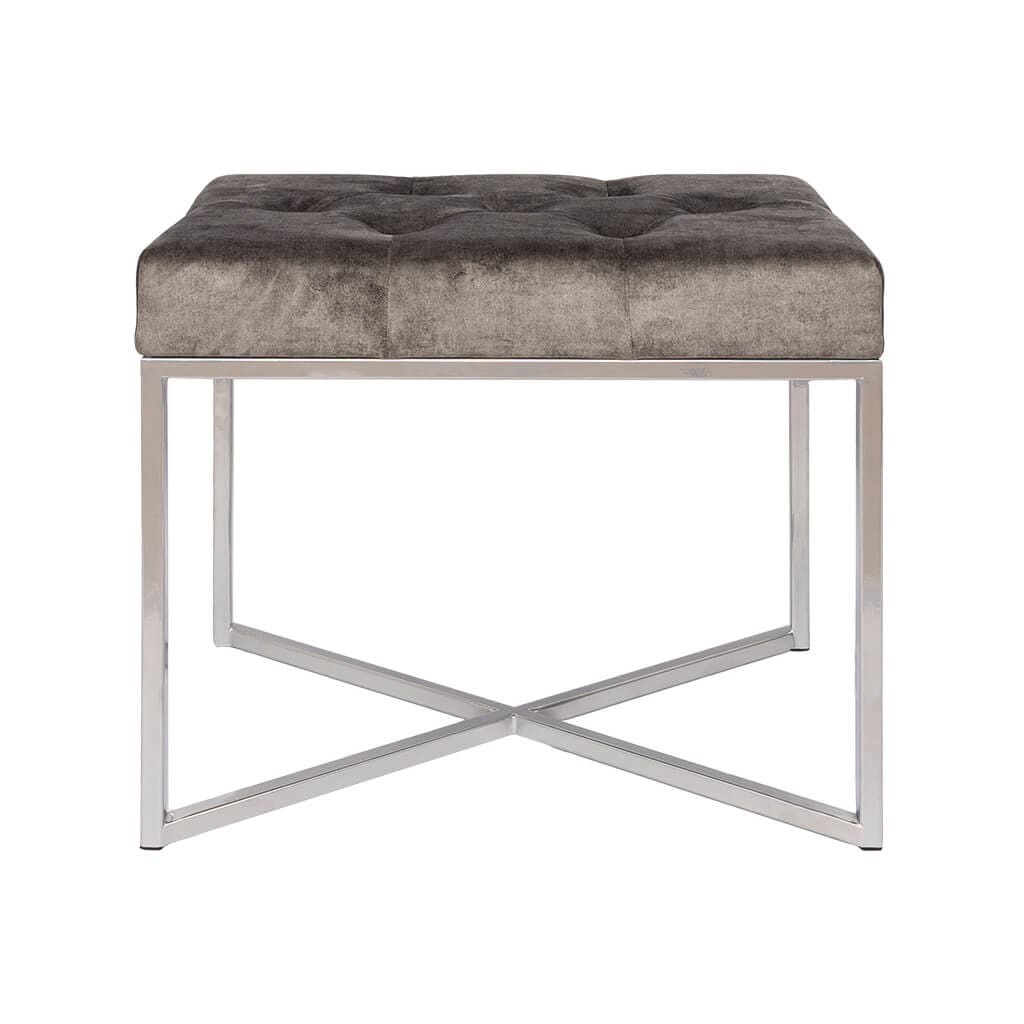 Legacy Charcoal Grey Chrome Base Single Ottoman Ottoman Leather Gallery Charcoal Grey 60 x 40 x50 