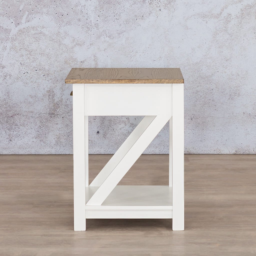 Side profile view of the Louvre bedside table with 1 Drawer | Bedside Pedestal | Bedroom Pedestals | Bedside Pedestals For Sale | Side Tables For Sale | pedestals for sale | modern bedside pedestals | Pedestal Range at Leather Gallery Furniture Stores