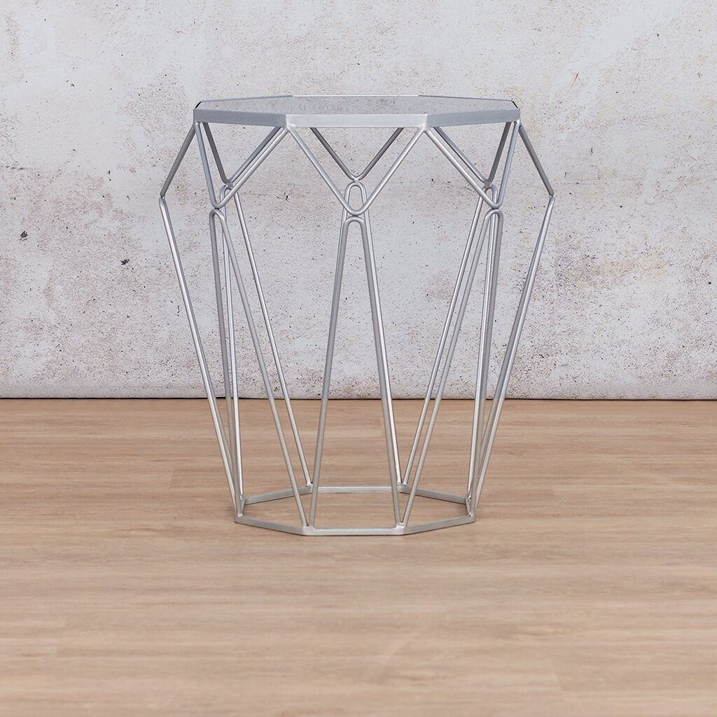 Mara Chrome Base + Glass Top - Side Table Side Table Leather Gallery 450 DIA X 600 H Steel 
