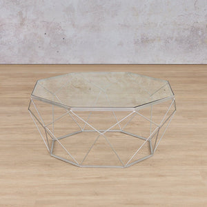 Mara Chrome Base Coffee Table + Clear Glass Coffee Table Leather Gallery 