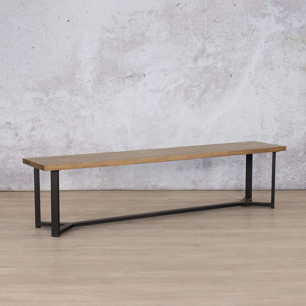 McKinely Bench 2400 - Antique Pine Stain Dining Table Leather Gallery Antique-Pine-Stain Bench: 1750 x 350 x 450 