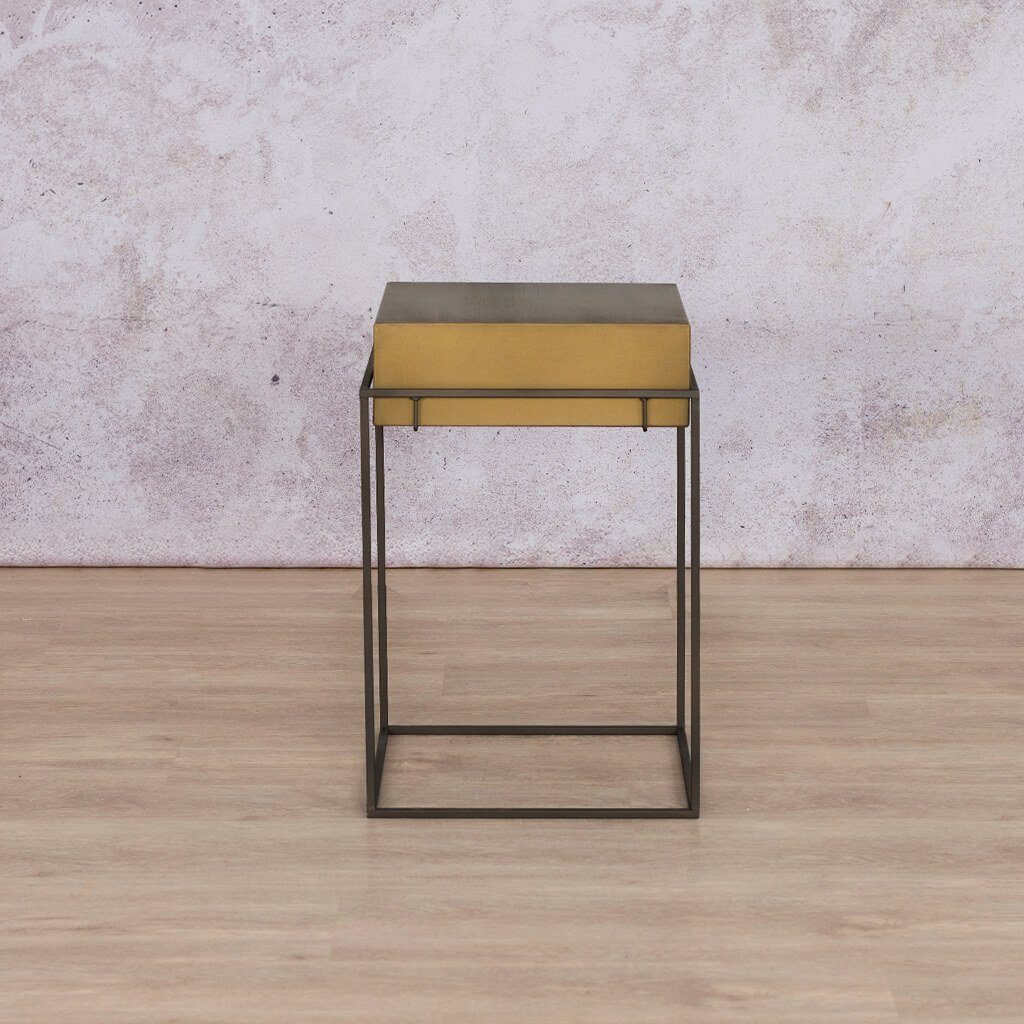 Miles Side Table Side Table Leather Gallery Steel 400 x 400 x 600mm 