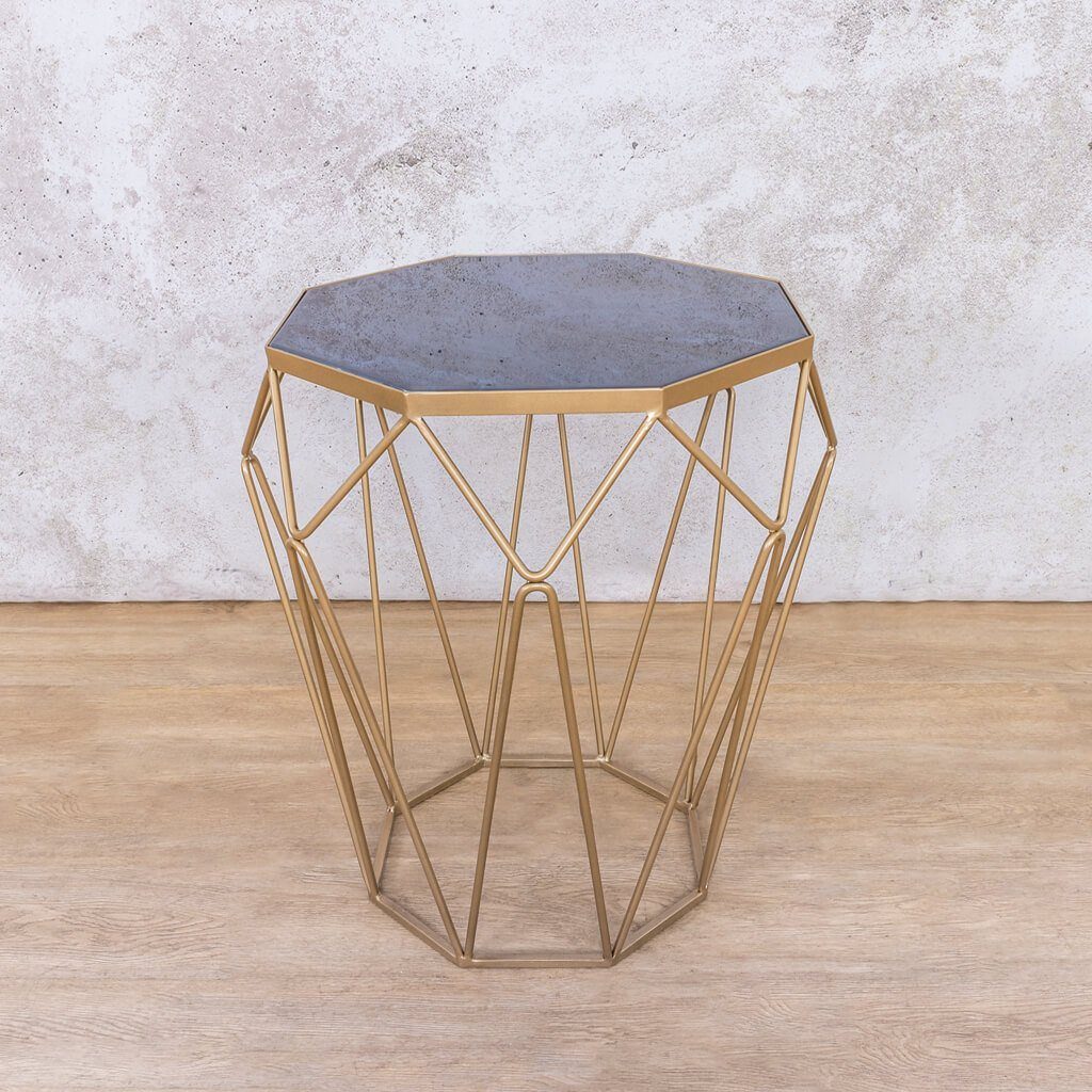 Mara Blue Marble Top Side Table Side Table Leather Gallery 