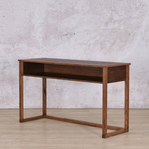 Roscoe Plain Beauty Bureau/Desk - Antique Dark Oak Vanity Tables Leather Gallery 