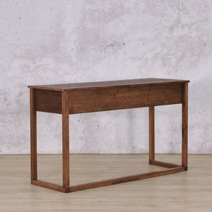 Roscoe Plain Beauty Bureau/Desk - Antique Dark Oak Vanity Tables Leather Gallery 
