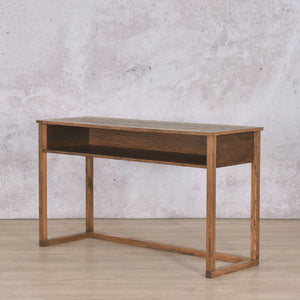 Roscoe Plain Beauty Bureau/Desk - Antique Natural Oak Vanity Tables Leather Gallery 