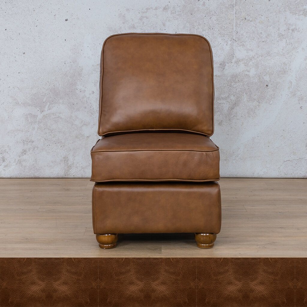 Salisbury Leather Armless Chair Leather Sofa Leather Gallery Royal Cognac WAREHOUSE COLLECTION - PINETOWN OR NORTHRIDING Full Foam