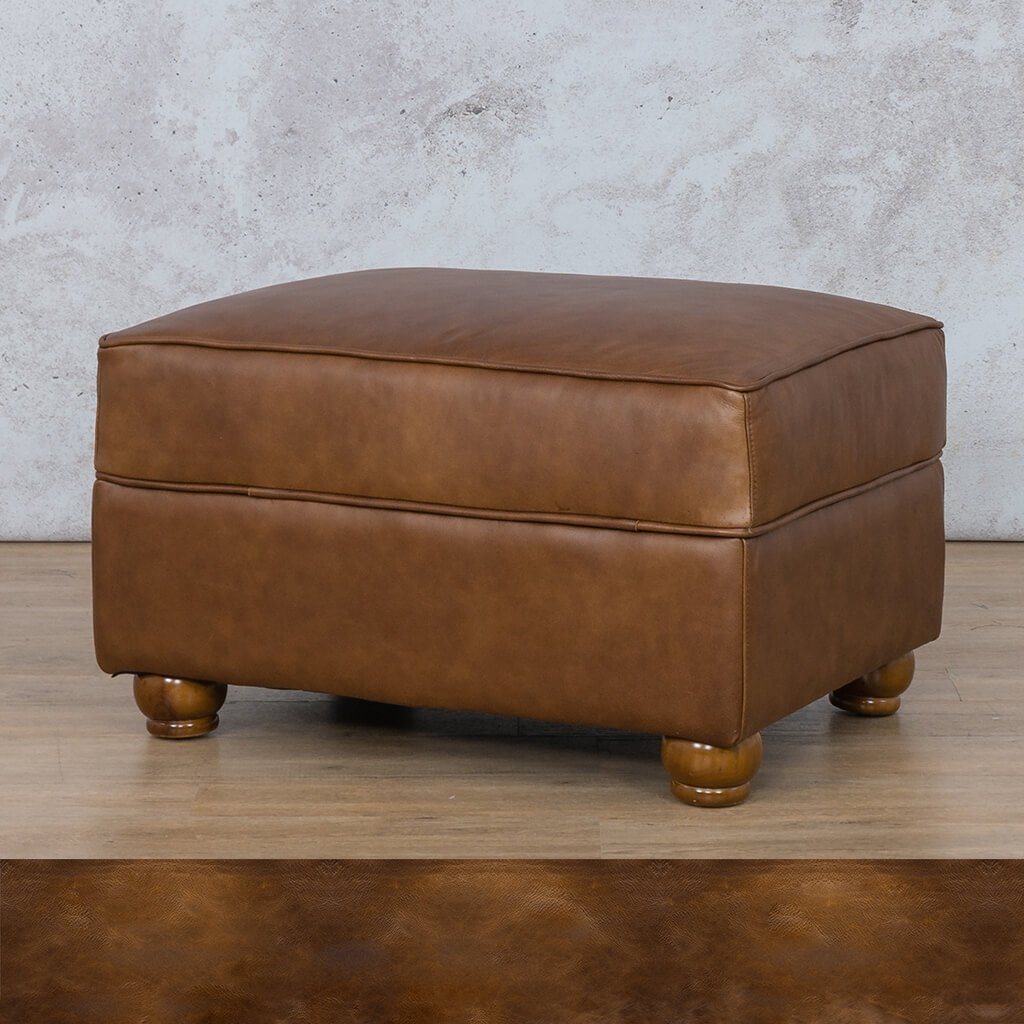 Salisbury Leather Ottoman Leather Gallery Royal Walnut WAREHOUSE COLLECTION - PINETOWN OR NORTHRIDING Full Foam